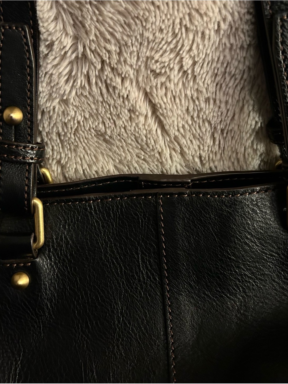 Dooney & Bourke Black Leather Tote with Brass Hardware - Picture 8 of 11